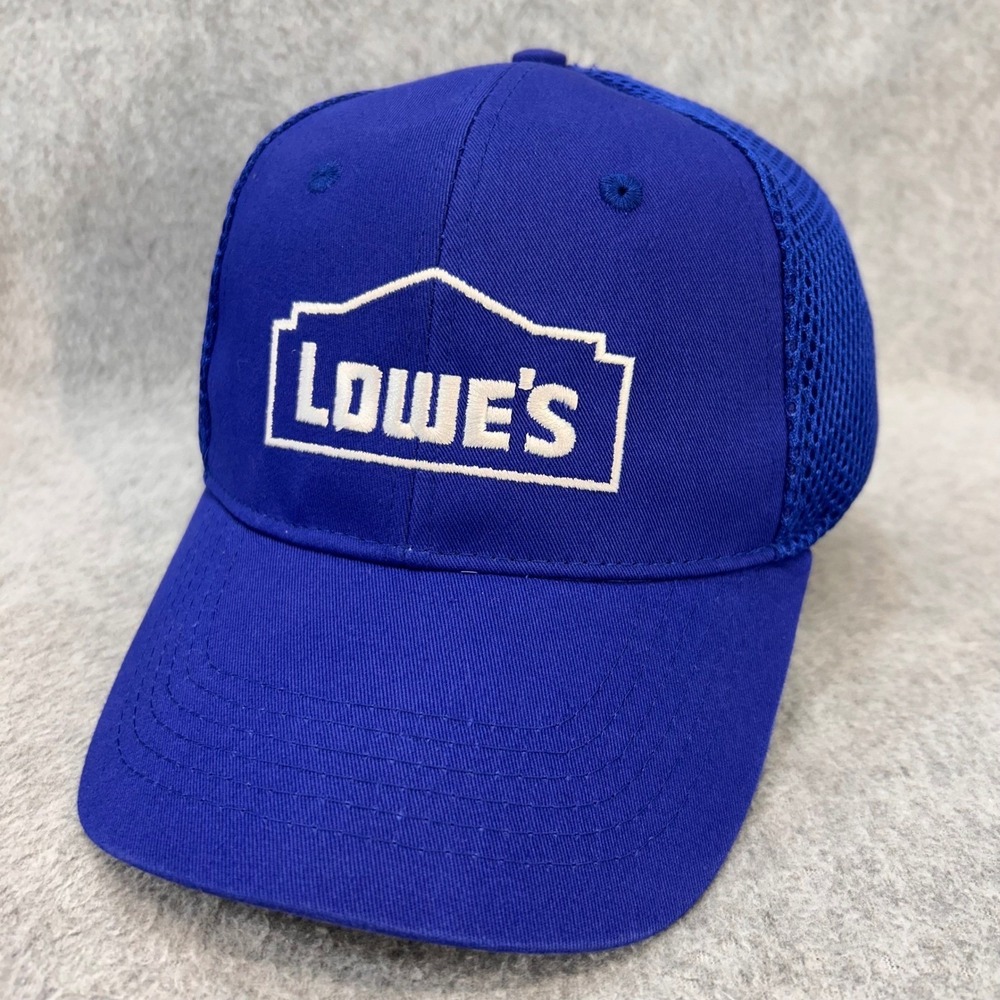 Lowe's Logo Mens Blue Lowe's Trucker Hat Mesh Back Adjustable OSFM